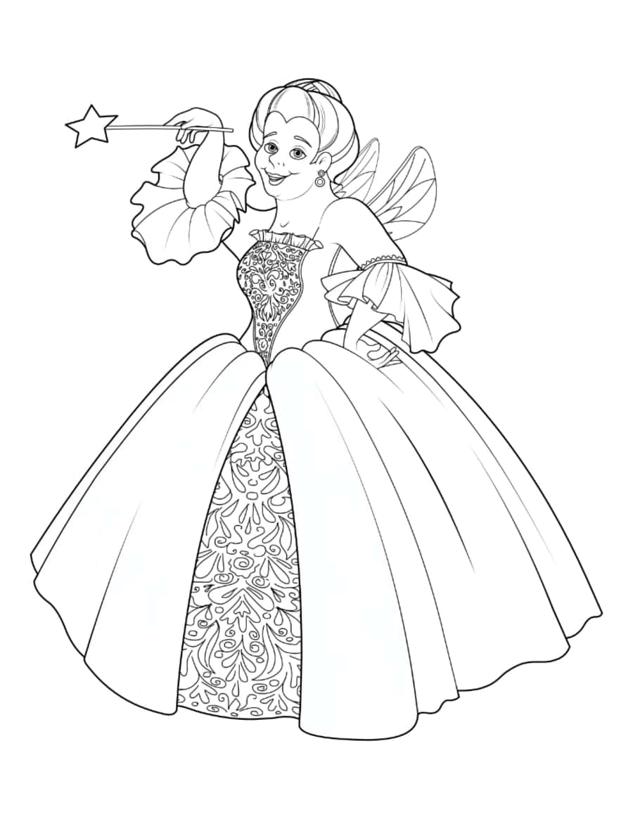 Princess Fairy Godmother Kids Coloring Pages Pdf Free Vectors